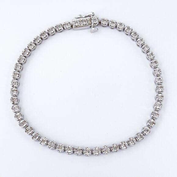 Classic Cubic Zirconia Tennis Bracelet | Sterling Silver 925 | 7" - Picture 3 of 6